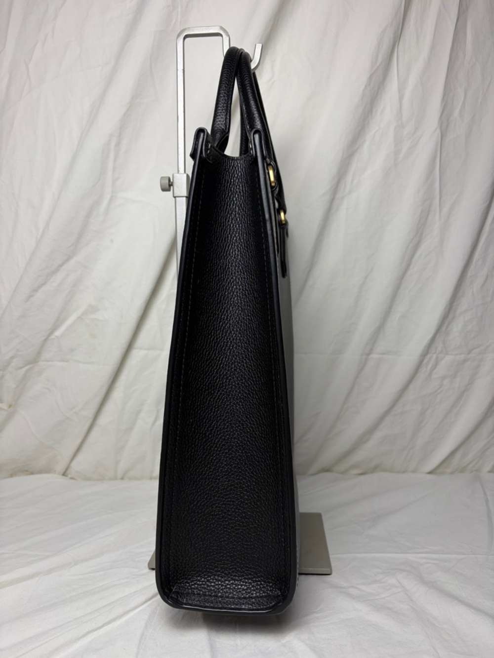 Tory Burch Blake Shopping Tote Black Pebbled Leather Work Laptop Bag - Picture 6 of 16